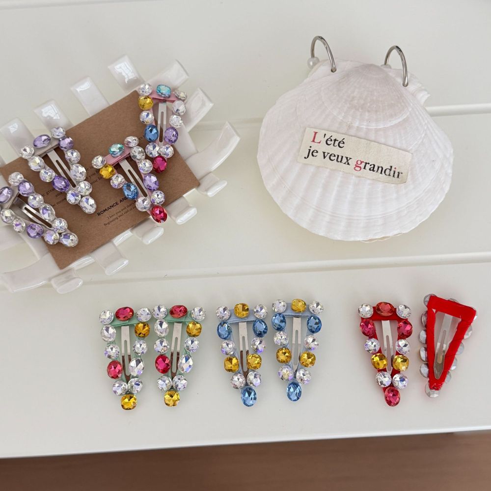 Luxurious Series Retro Mixed Color Triangle Rhinestone Rhinestone Hair Clips Picture4