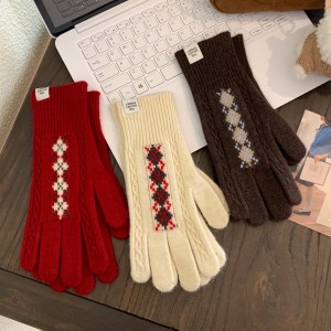 Simple Series Retro Plaid Mixed Color Woven Polyester Women's Gloves h5 Picture2