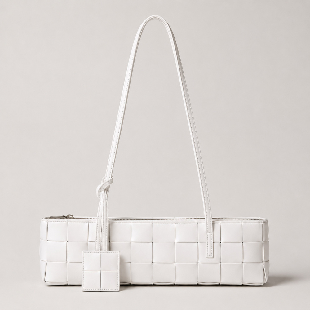 Casual Style Woven Solid Color Woven Pu Women's East-West Shoulder Bags