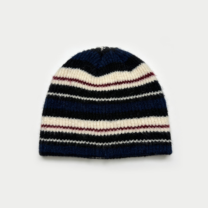 Simple Series Casual Stripe Mixed Color Wool Polyester Blend Beanie 