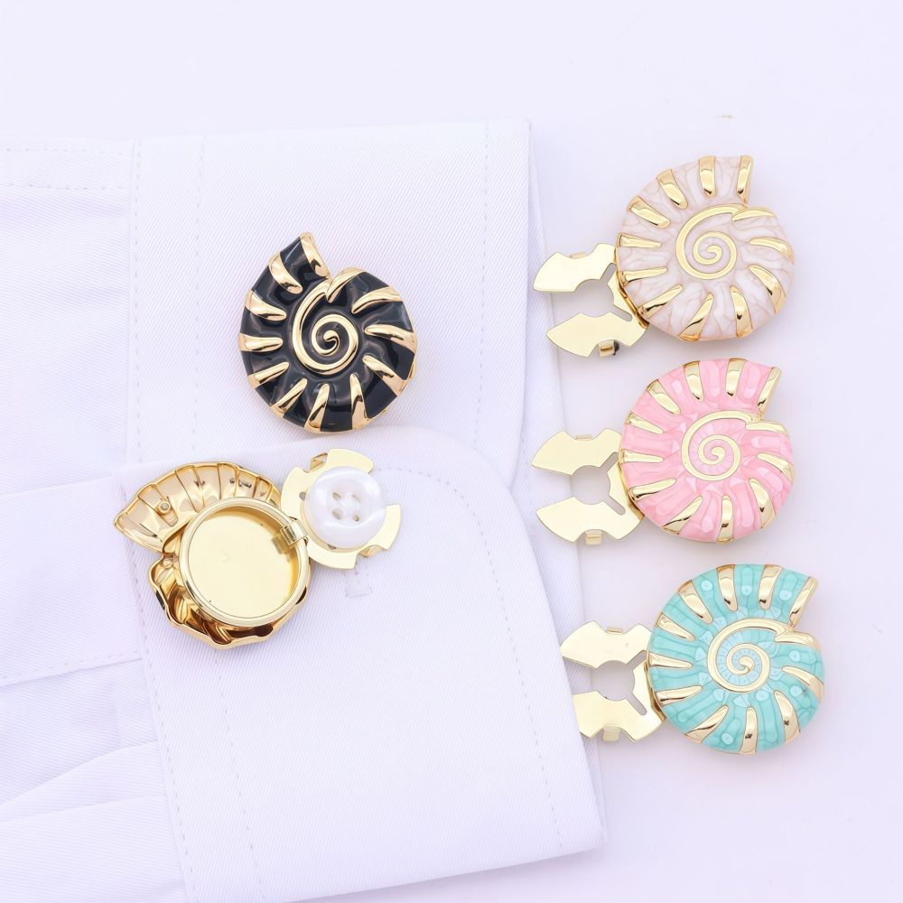 Simple Series Daily Solid Color Oceanic Style Shell Alloy Cufflinks Picture2