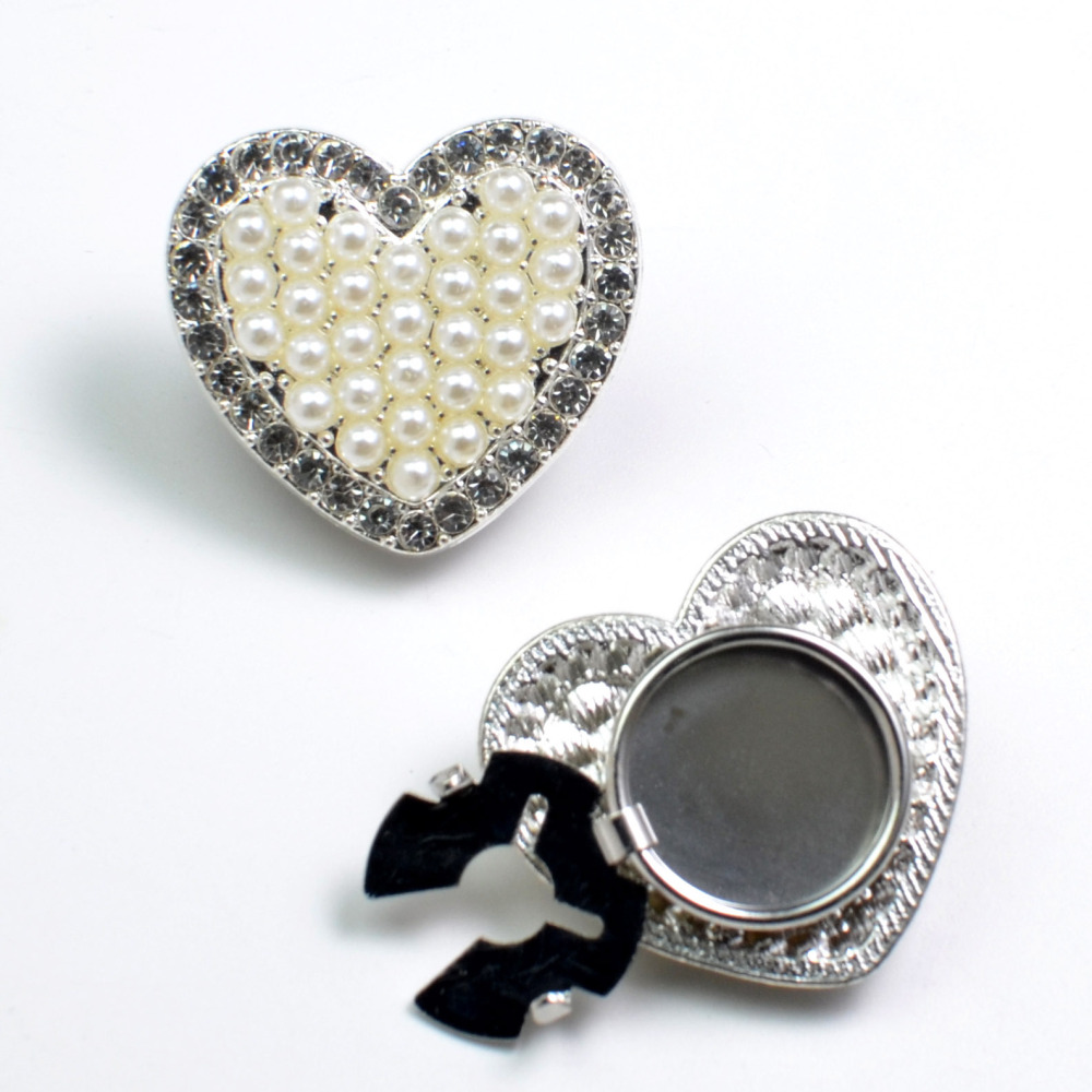 Simple Series Daily Heart Alloy Rhinestone Artificial Pearl Cufflinks h5Picture2