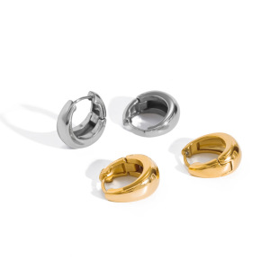 Casual Stainless Steel Waterproof Gold Color Women's Hoop Earrings h5 Picture3