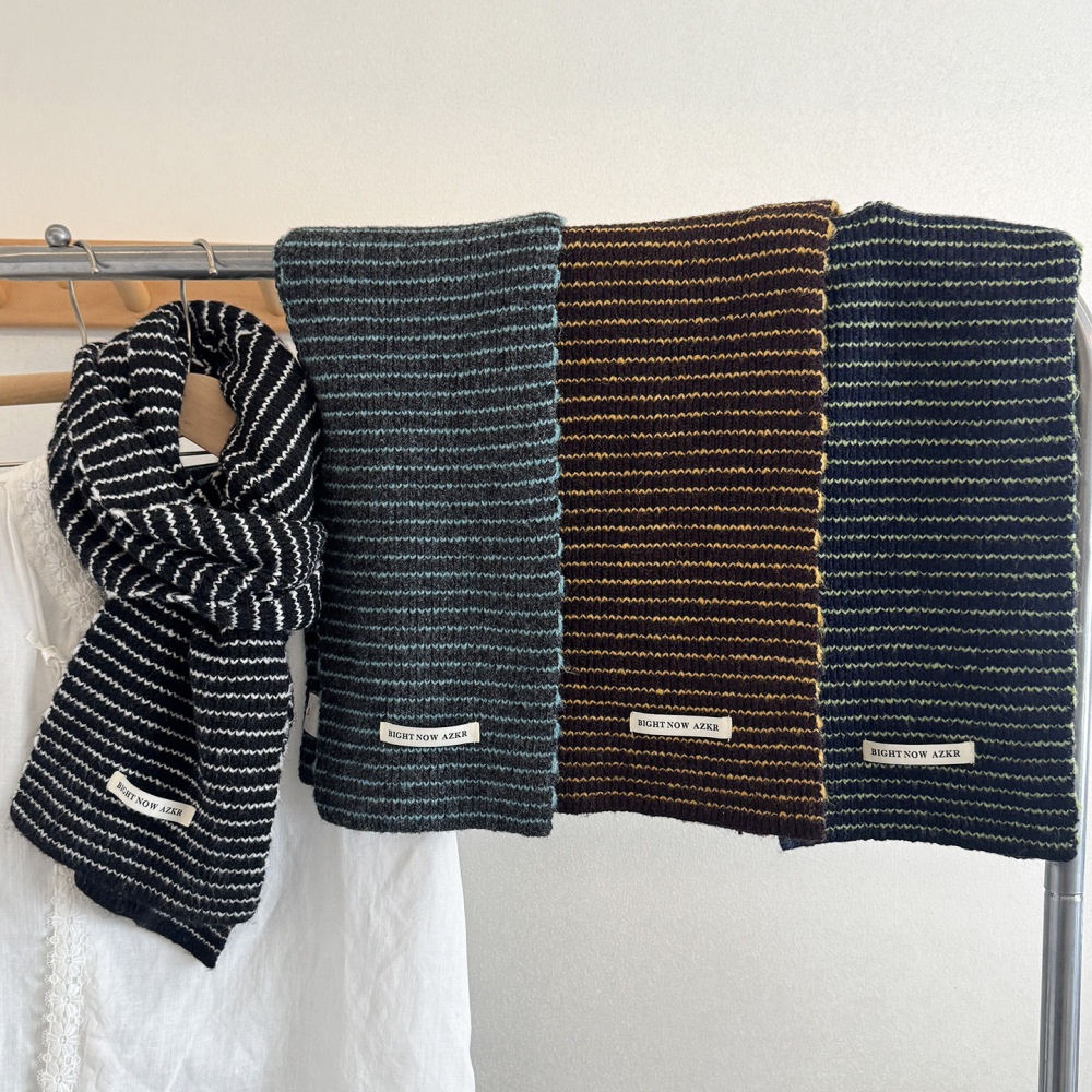 Simple Series Daily Stripe Mixed Color Polyester Winter Scarves h5Picture2