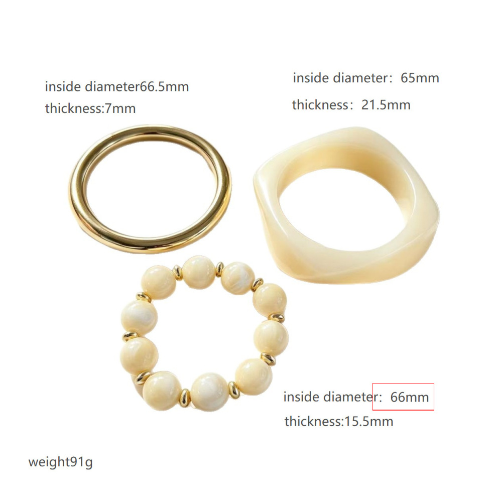 Beads Gradient Color Resin Gold Color Women's Bracelets Sets h5Picture3