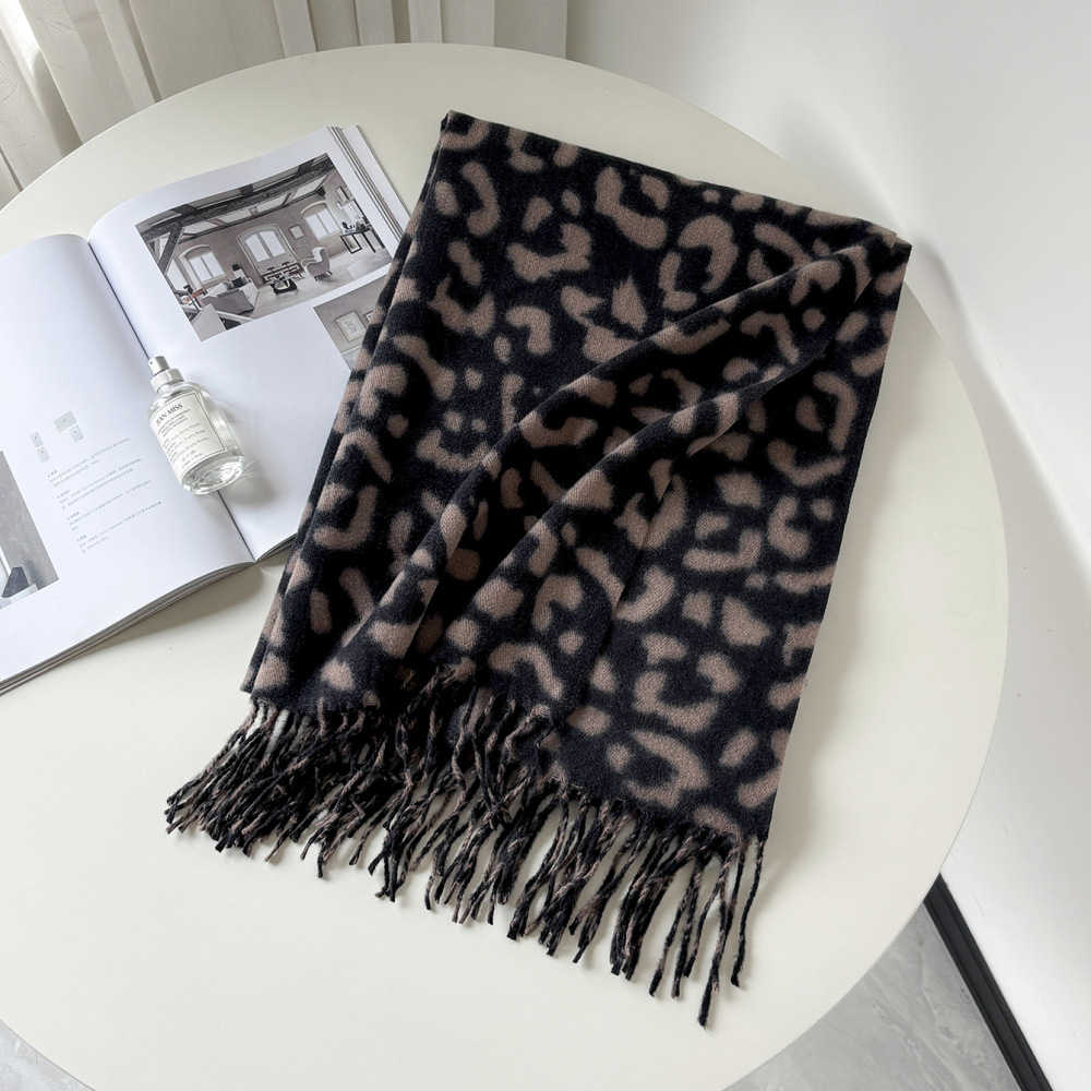 Retro Wintersjaal Voor Dames Van Polyester Met Luipaardprint