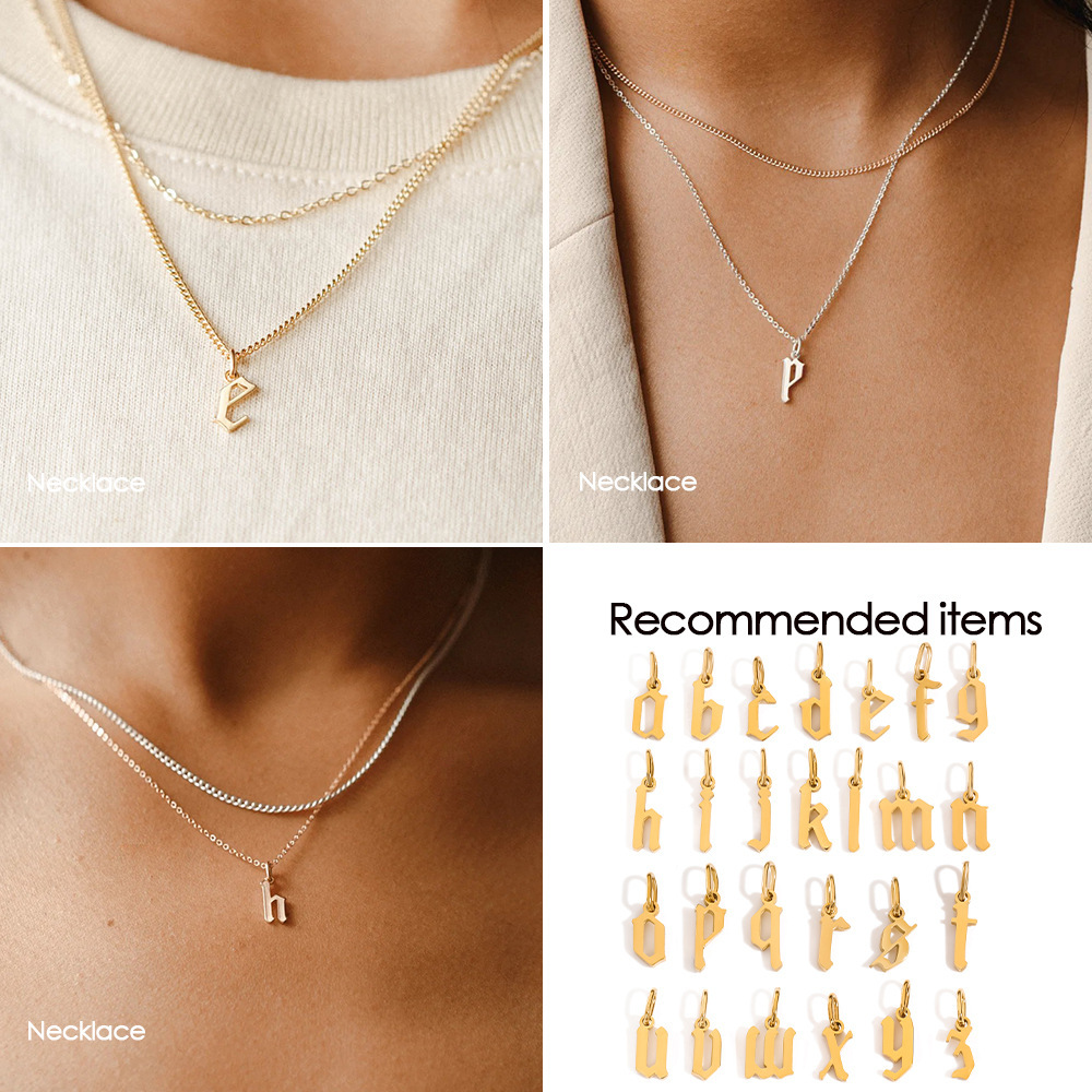 Simple Series Diy Letter Stainless Steel Waterproof   Gold Color  Women's Pendants Picture3