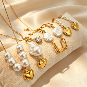 Romantic Series Classic Heart Stainless Steel Waterproof   Gold Color  Jewelry Sets h5 Picture3
