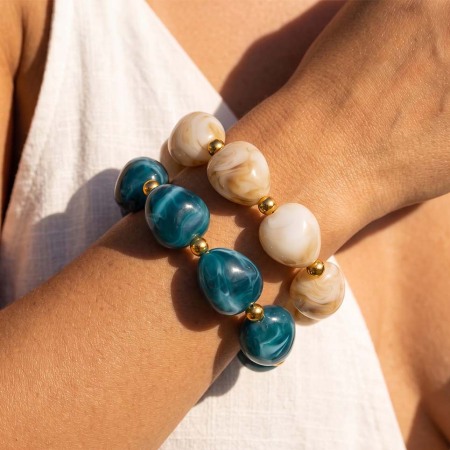 Simple Series Retro Beads Gradient Color Acrylic Women's Beaded Bracelets