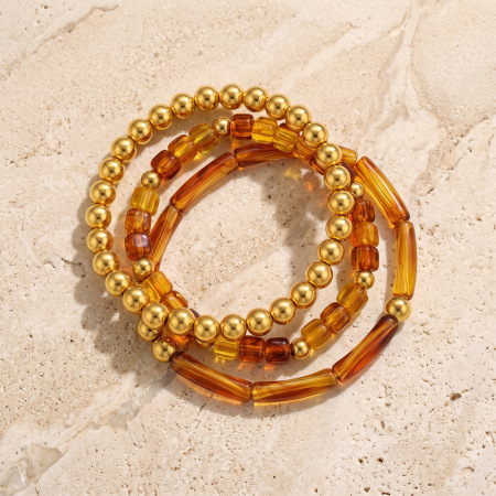 Simple Series Retro Beads Gradient Color Acrylic Women's Beaded Bracelets 2