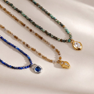 Eenvoudige Serie Retro Hartvormige Kralen, Roestvrij Staal, Waterdicht, Goudkleurig, Dameskralenketting h5 Afbeelding2
