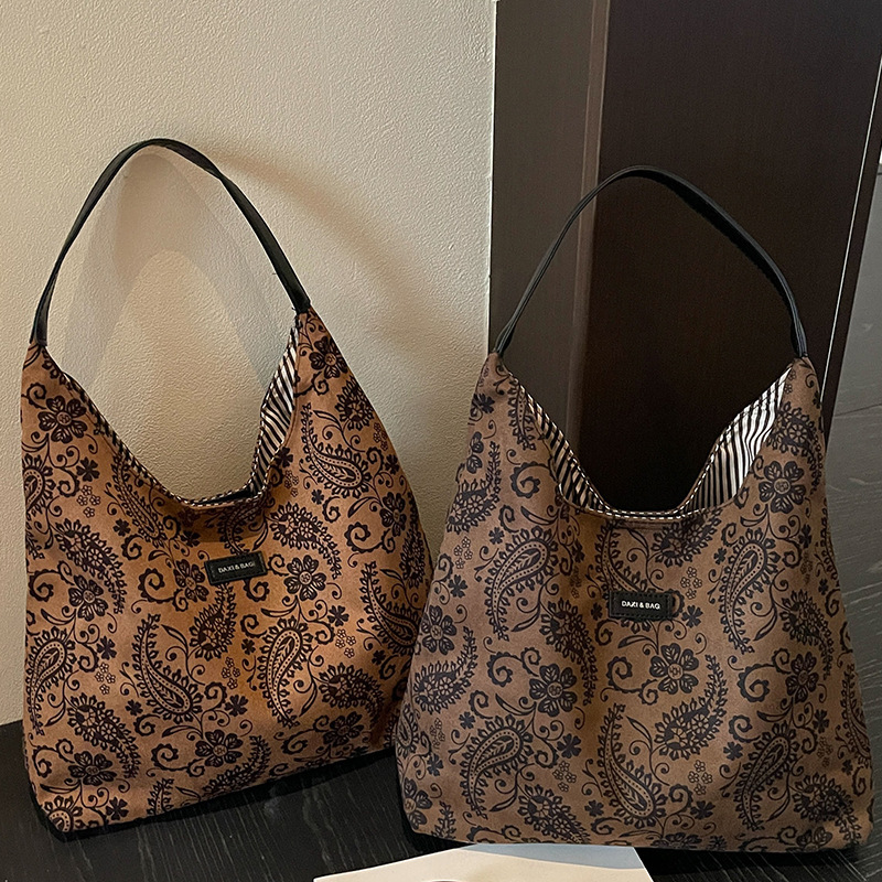 Boho Style Printed Solid Color Paisley Pattern Suede Women's Square Shoulder Bags h5Picture3