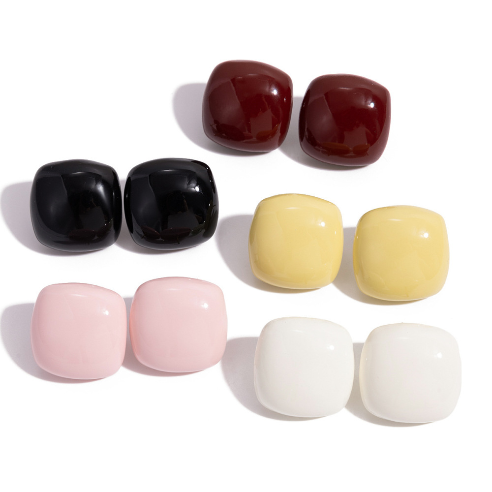 Simple Series Sweet Solid Color Stainless Steel Waterproof Gold Color Women's Stud Earrings Picture5
