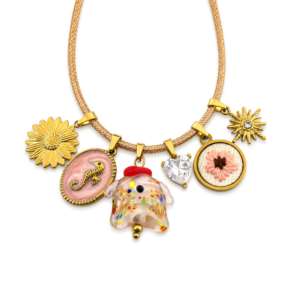Simple Series Daily Flower Irregular Shape Stainless Steel Waterproof Gold Color Women's Pendant Necklaces Picture3