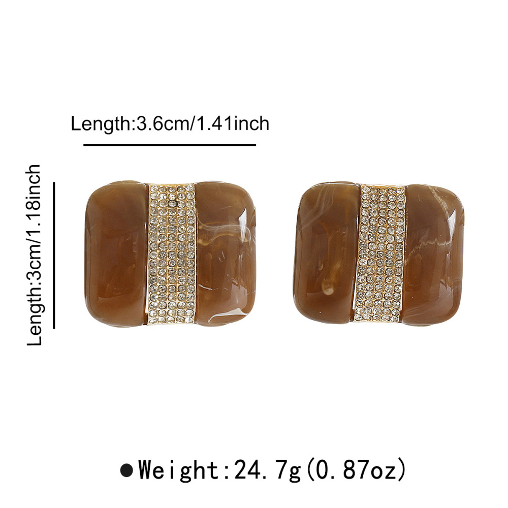 Classic Series Retro Rectangle Resin Rhinestone Women's Stud Earrings
