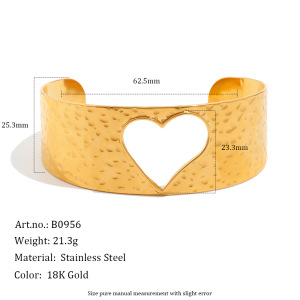Heart Hammer Pattern Stainless Steel Waterproof Gold Color Women's Bracelets Sets h5 