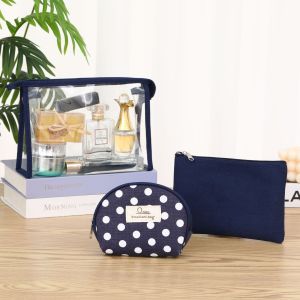 Simple Series Dagelijkse Effen Kleur Polka Dots Pvc Make-Up Tasjes h5 Afbeelding2