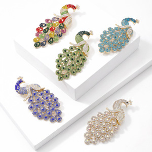 Luxurious Series Natural Animal Solid Color Birds Metal Rhinestone Brooches h5 Picture2