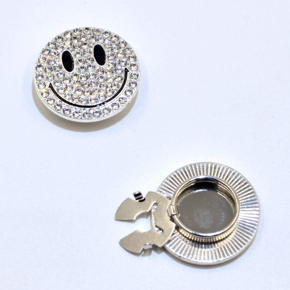 Luxurious Series Daily Smiling Face Metal Rhinestone Cufflinks Picture3