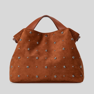 Casual Style Metal Hardware Studded Solid Color Rivet Suede Women's Square Bag Handbags h5