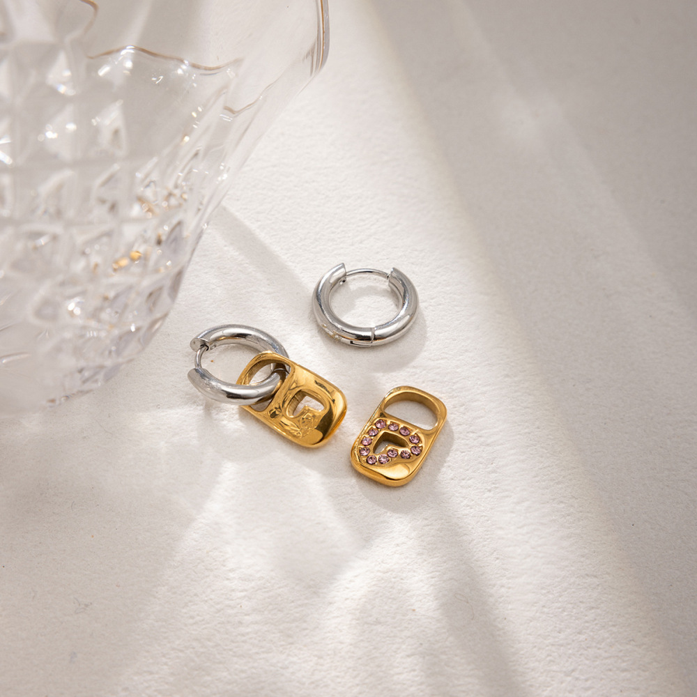 Classic Series Elegant Heart Hollowed-Out Stainless Steel Waterproof   Gold Color  Women's Drop Earrings Picture4