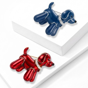 Simple Series Cute Animal Puppy Metal Rhinestone Brooches h5 Picture2