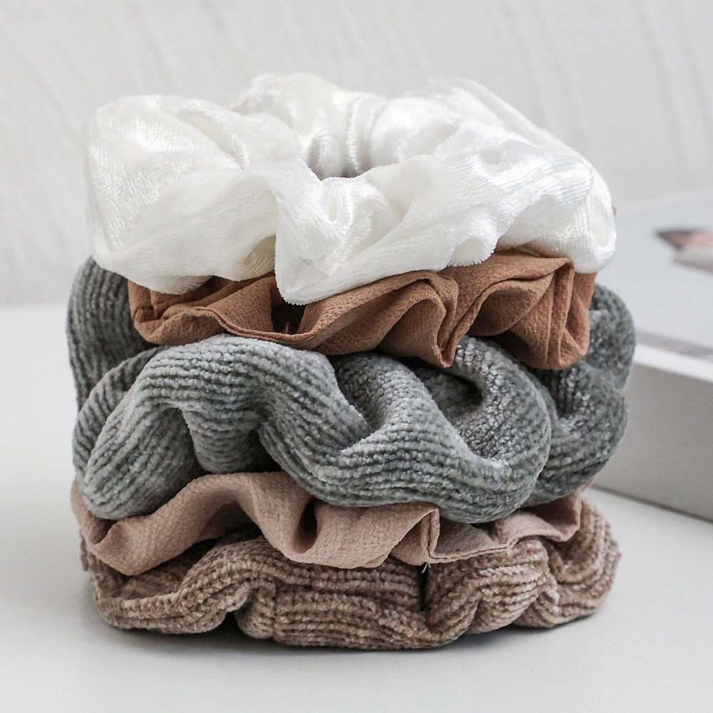 5-Delige Simple Series Dagelijkse Effen Kleur Fluweel Scrunchies Set