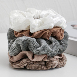 5-Delige Simple Series Dagelijkse Effen Kleur Fluweel Scrunchies Set h5