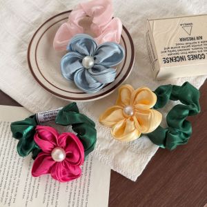 Romantische Serie Sweet Flower Haarelastiekjes Van Polyester Met Kunstmatige Parels In Diverse Kleuren h5 Afbeelding4