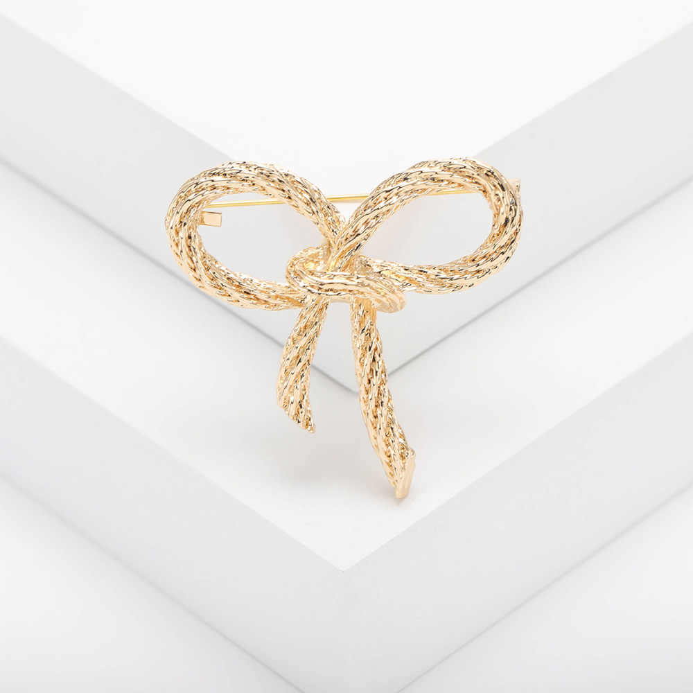 Simple Series Daily Bow Knot Solid Color Metal Brooches 