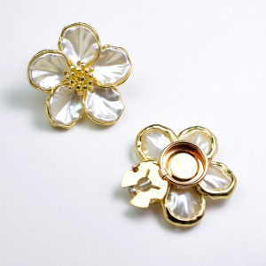 Simple Series Daily Flower Alloy Artificial Pearl Cufflinks h5 Picture2