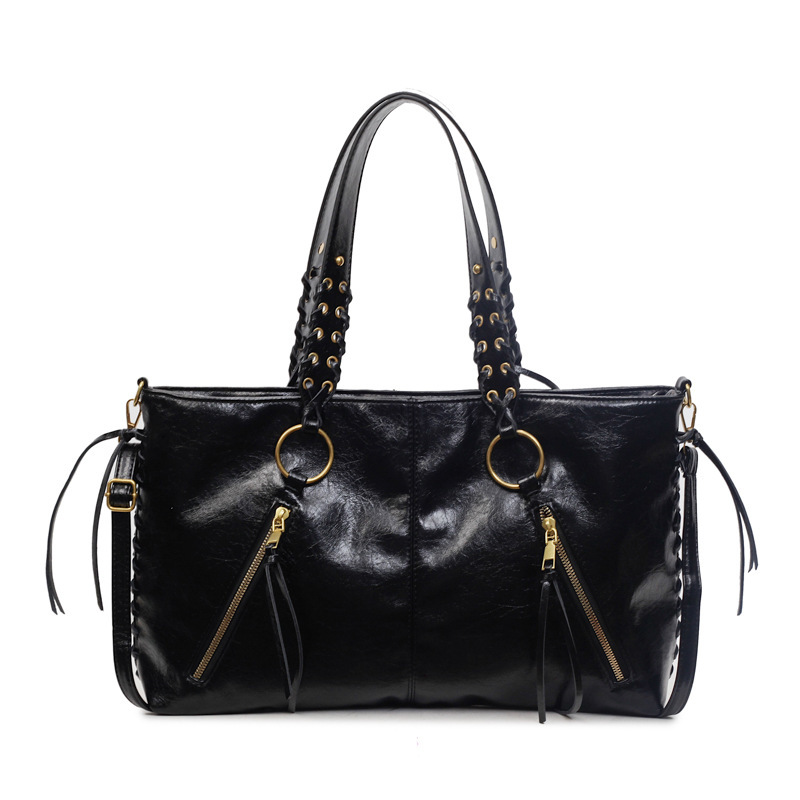 Old Money Style Metal Hardware Woven Solid Color Woven Rivet Pu Women's Square Tote Bags