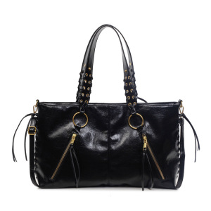 Old Money Style Metal Hardware Woven Solid Color Woven Rivet Pu Women's Square Tote Bags h5