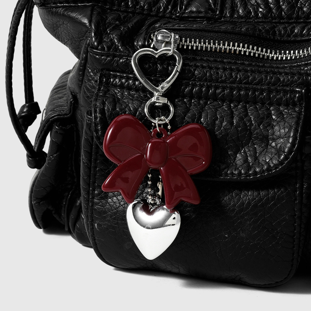 Simple Series Daily Heart Bow Knot Polka Dots Alloy Bag Charms Keychain h5Picture5