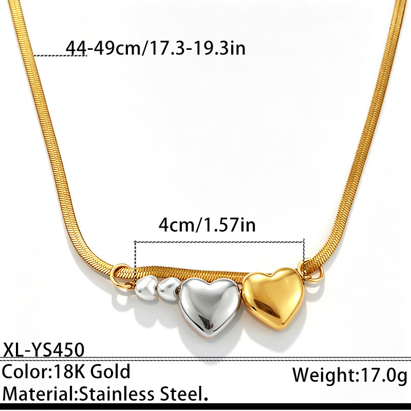 Romantic Series Retro Heart Stainless Steel Waterproof Gold Color Women‘s Pendant Necklaces