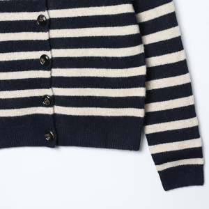 Casual Stripes Button Straight Knit Cardigan h5 Picture3