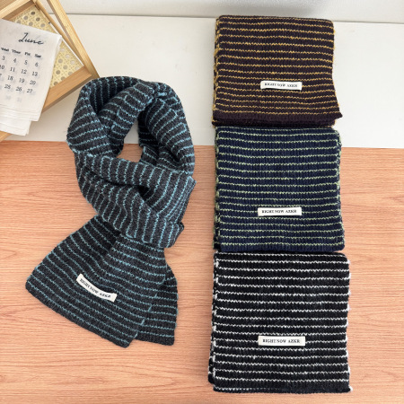 Simple Series Daily Stripe Mixed Color Polyester Winter Scarves