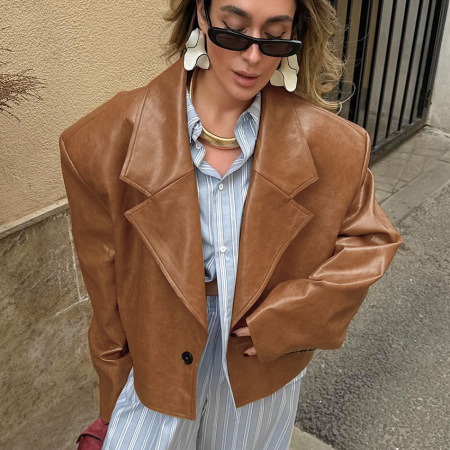 Retro Solid Color Loose Fit Jackets & Coats