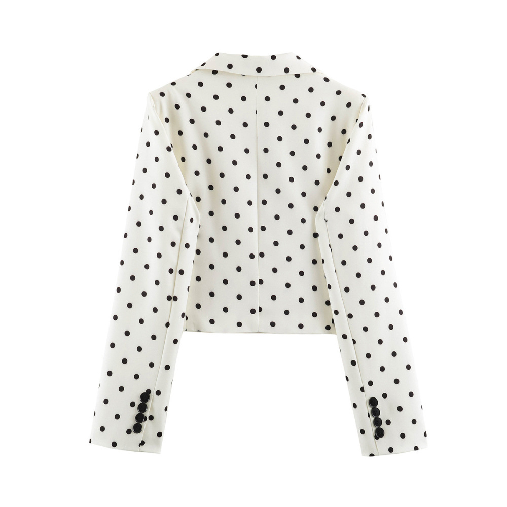 Elegant Polka Dots Button Slim Fit Jackets & Coats h5Picture2