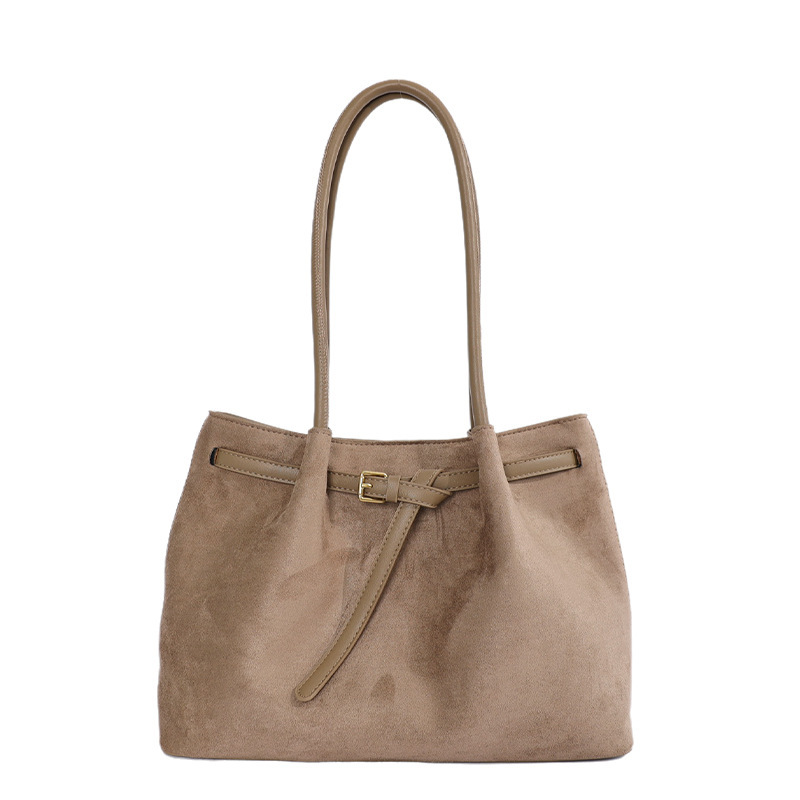 Old Money Style Solid Color Suede Women's Tote Bag 