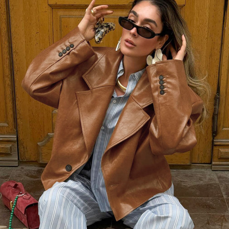 Retro Solid Color Loose Fit Jackets & Coats 2