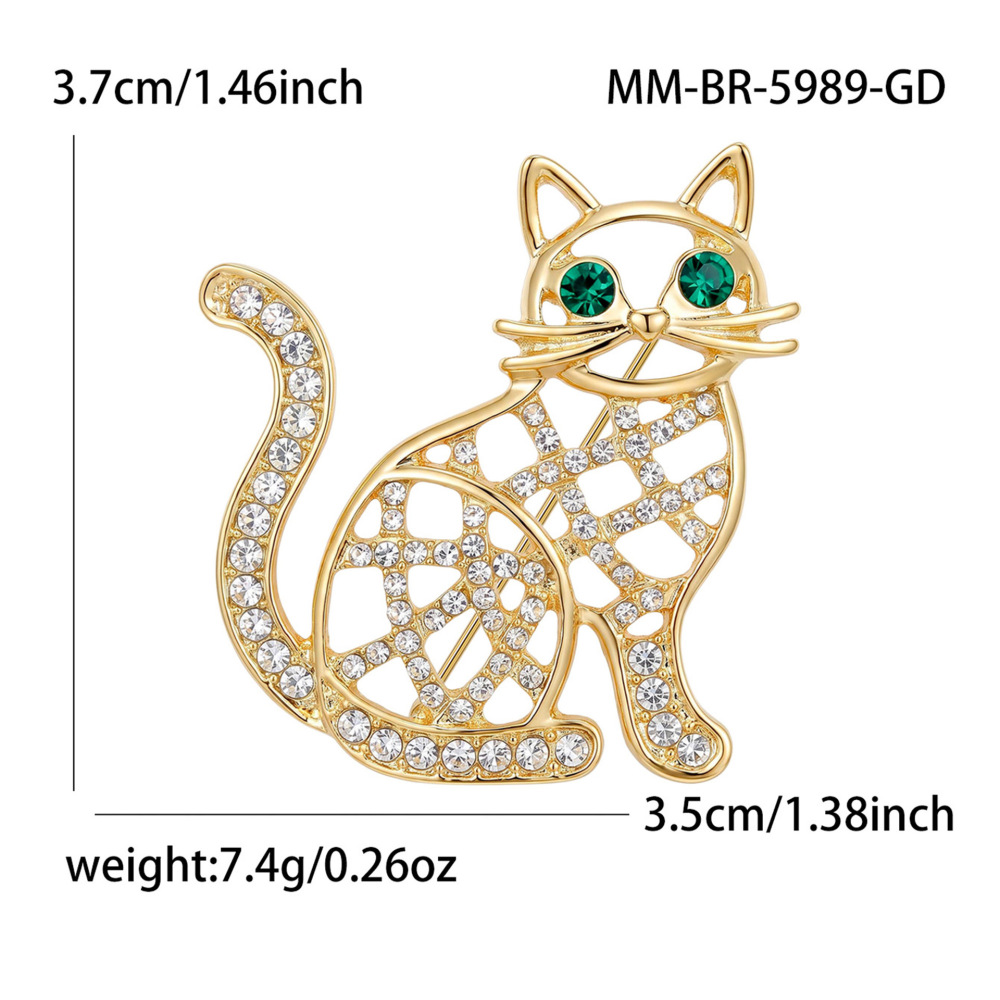 Luxurious Series Cute Animal Cat Metal Rhinestone Brooches