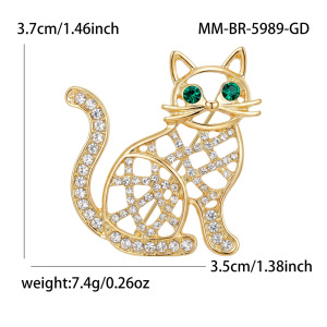Luxurious Series Cute Animal Cat Metal Rhinestone Brooches h5