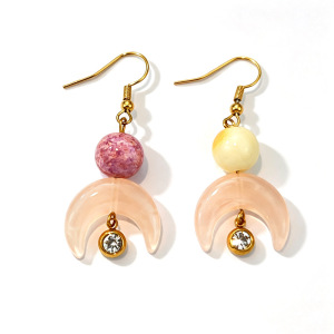 Romantic Series Diy Irregular Shape Stainless Steel Waterproof Gold Color Dangle Earrings h5 Picture5