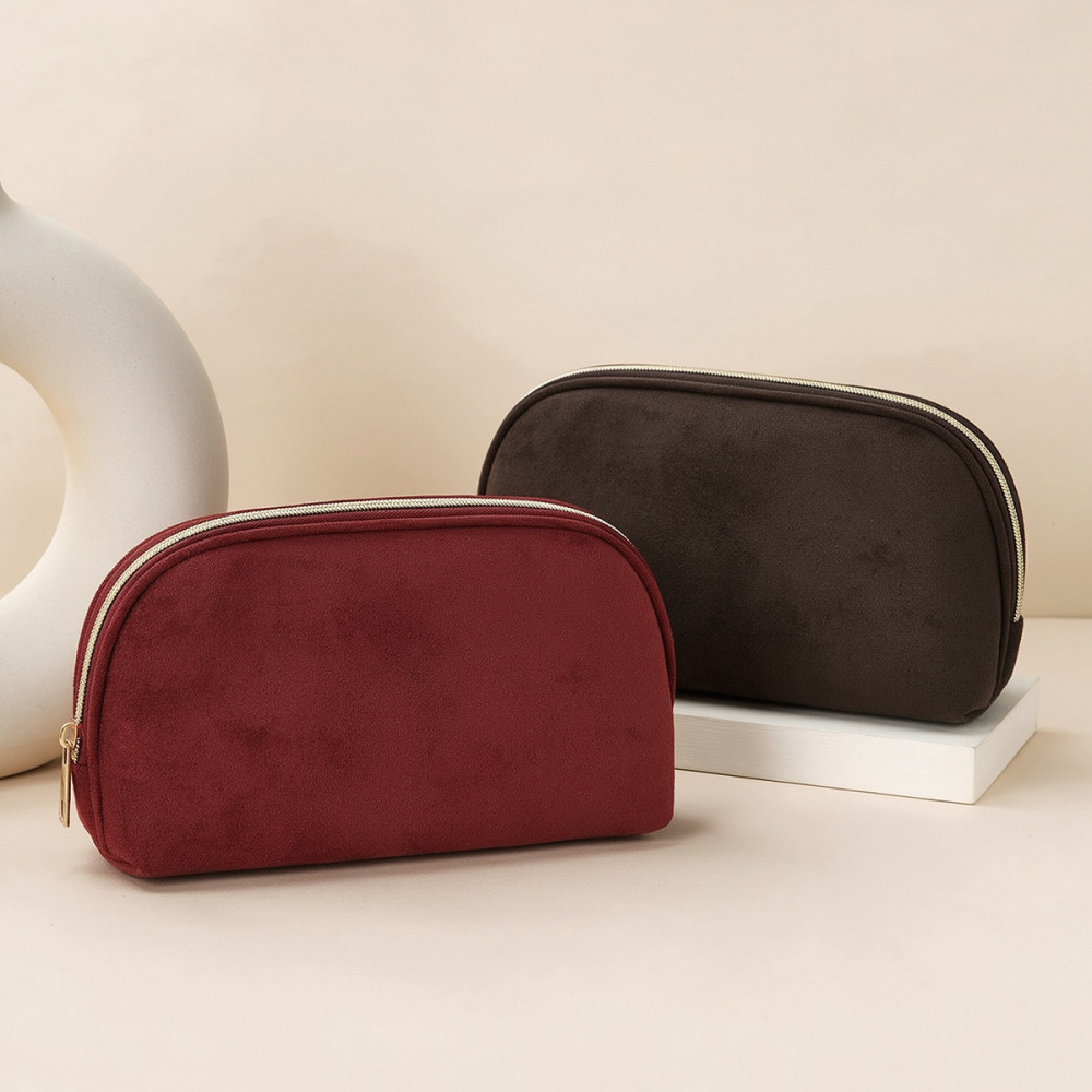 Simple Solid Color Suede Women's Makeup Bags h5Picture2