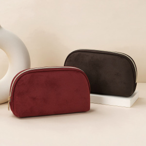 Simple Solid Color Suede Women's Makeup Bags h5 Picture2