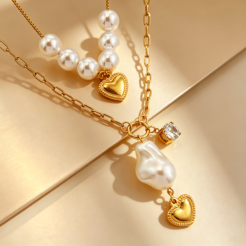 Romantic Series Classic Heart Stainless Steel Waterproof   Gold Color  Jewelry Sets Picture4
