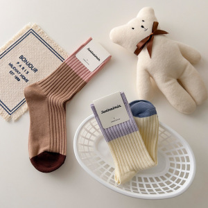 Women's Slight Bounce Basic Stripes Color Clash Mid-Calf Socks h5 Picture2