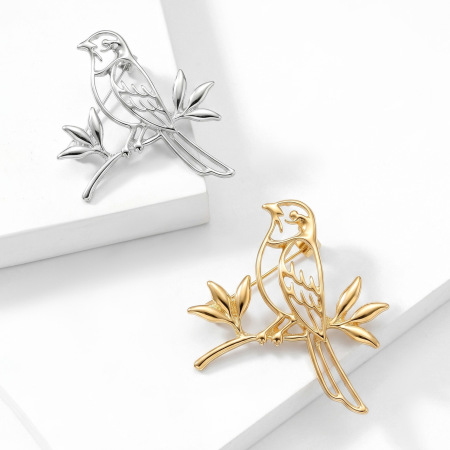 Simple Series Daily Solid Color Birds Metal Rhinestone Brooches 2