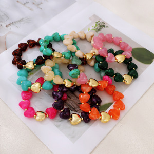 Simple Series Retro Heart Beads Resin Women's Beaded Bracelets h5 Picture4